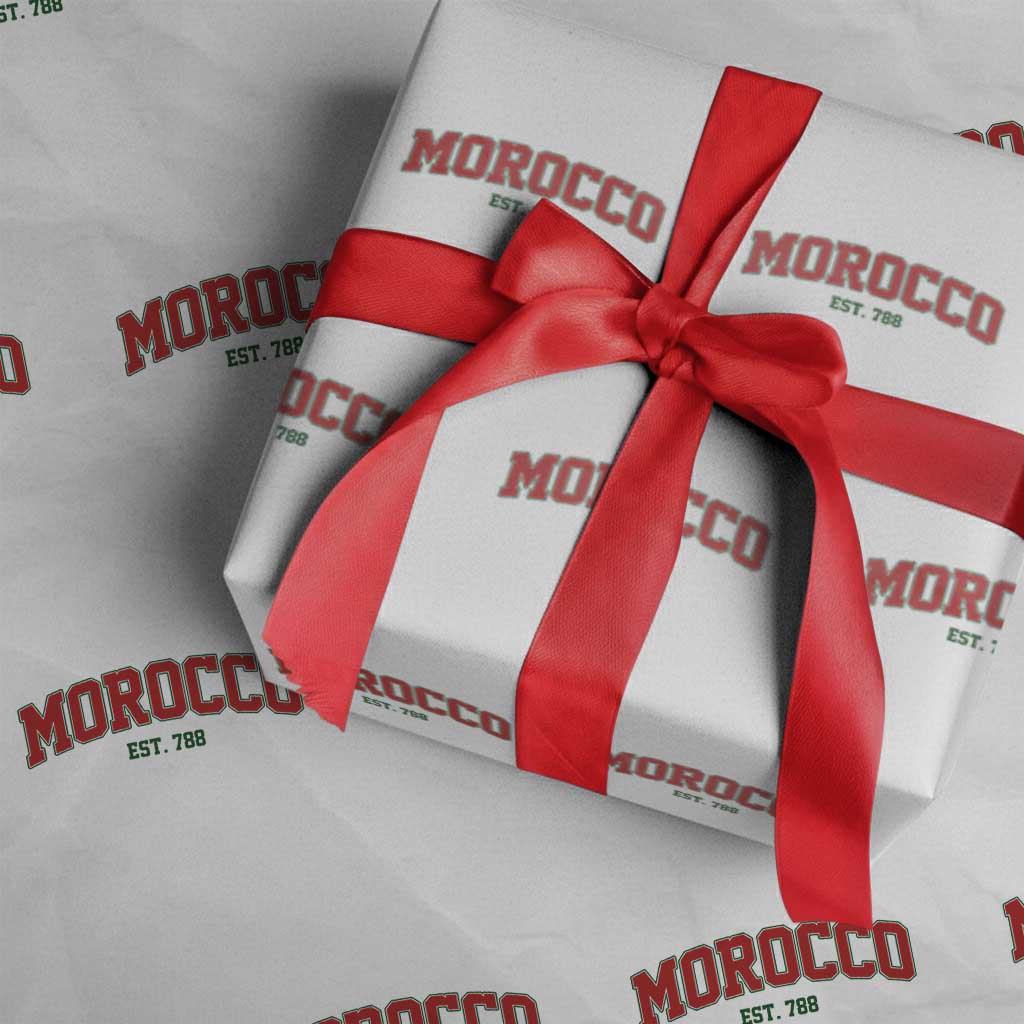 Vintage Morocco Varsity Collegiate Style Wrapping Paper Roll Established 788 Moroccan History TS02 White Print Your Wear
