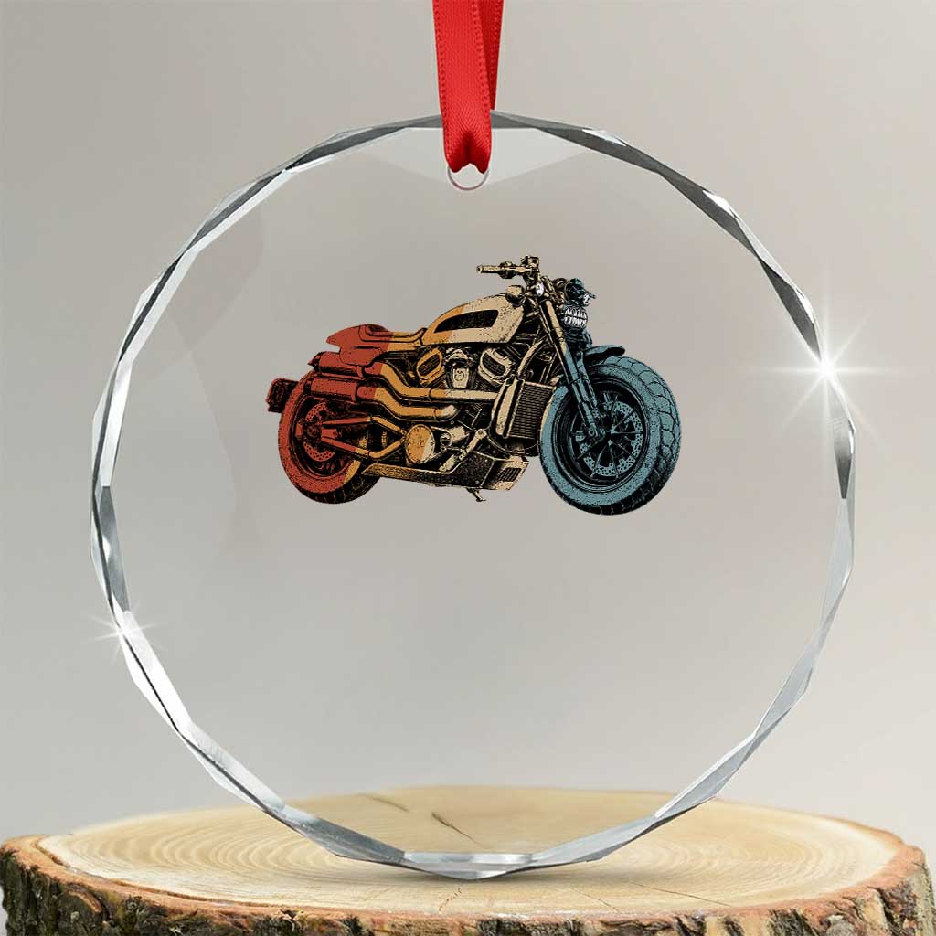 Vintage Motorcycle Crystal Glass Ornament Retro Rider Graphic Motorcycle Enthusiasts Bikers Club TS10 Transparent Glass 3'' Circle Print Your Wear