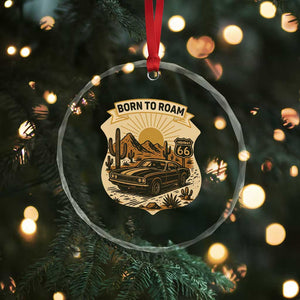 Vintage Muscle Car Route Highway 66 Crystal Glass Ornament Born To Roam Road Trip TS12 Print Your Wear