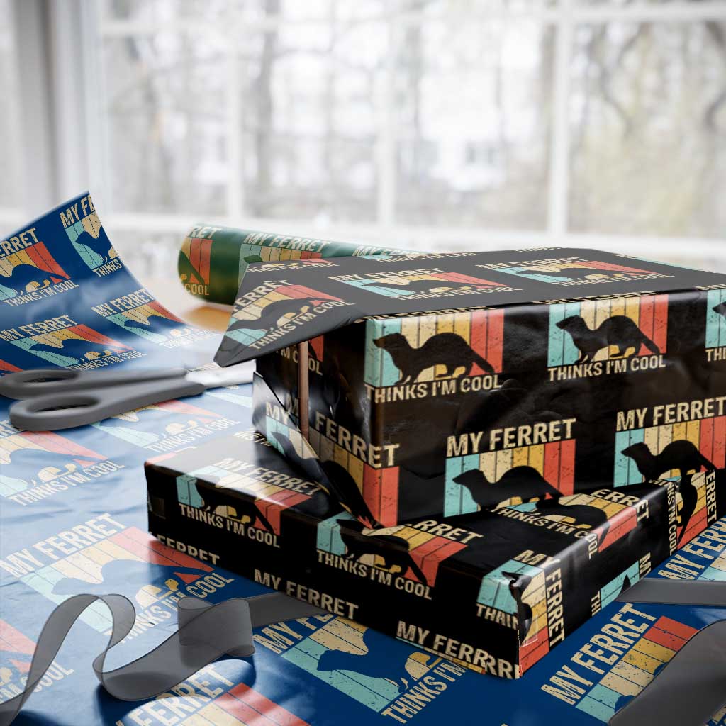 Vintage My Ferret Thinks I Am Cool Wrapping Paper Roll Ferret Dad Gift TS12 Black Print Your Wear