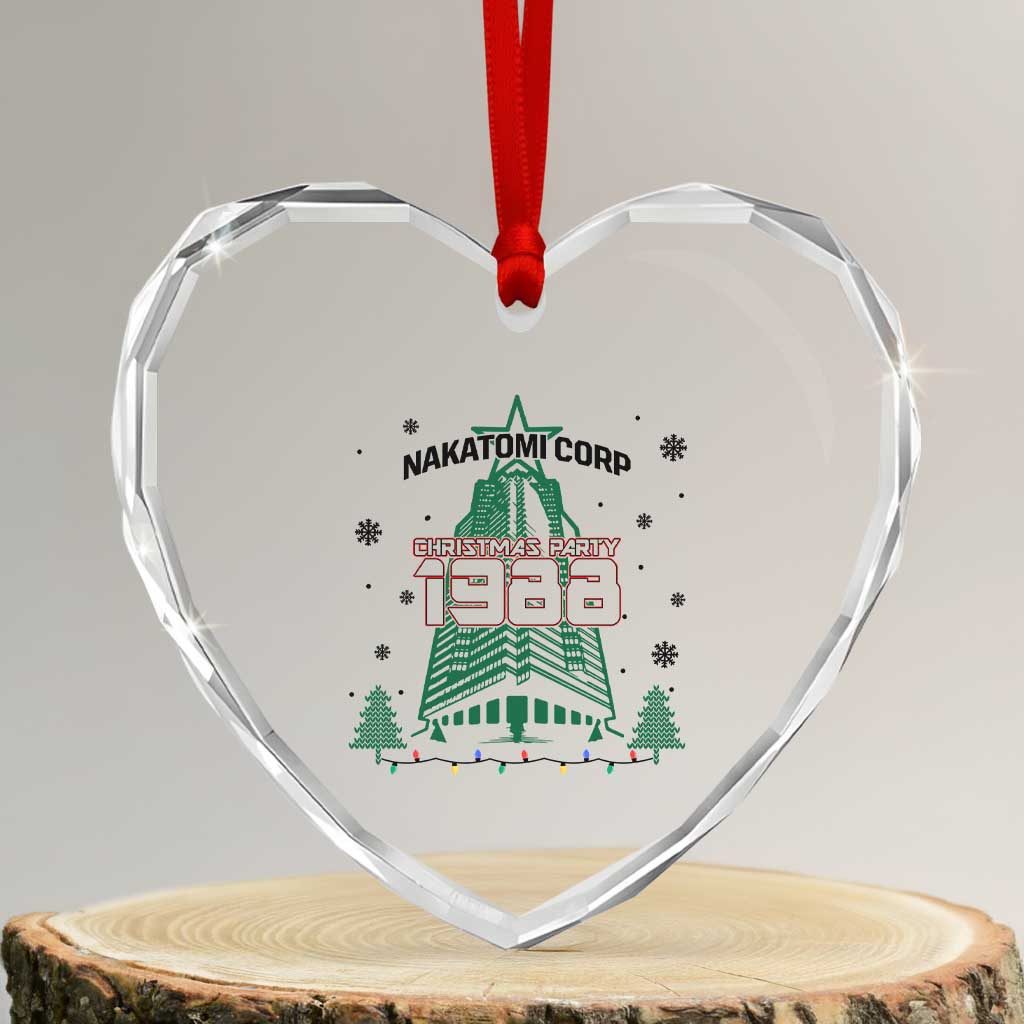 Vintage Nakatomi Plaza 1988 Christmas Party Heart Crystal Glass Ornament TS10 Transparent Glass 3'' Heart Print Your Wear