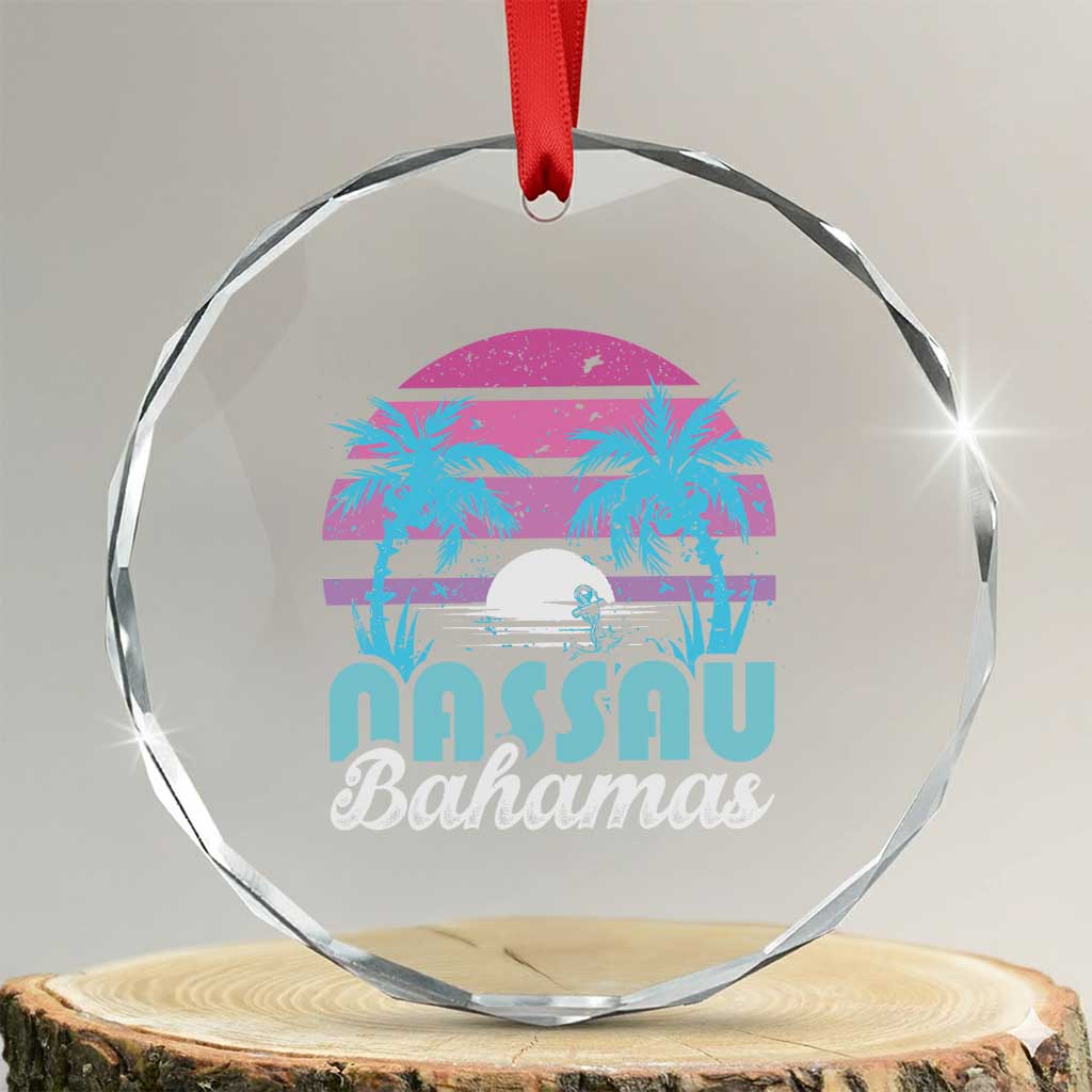 Vintage Nassau Crystal Glass Ornament Tropical Island Palm Trees Beach Bahamas Vacation TS10 Transparent Glass 3'' Circle Print Your Wear