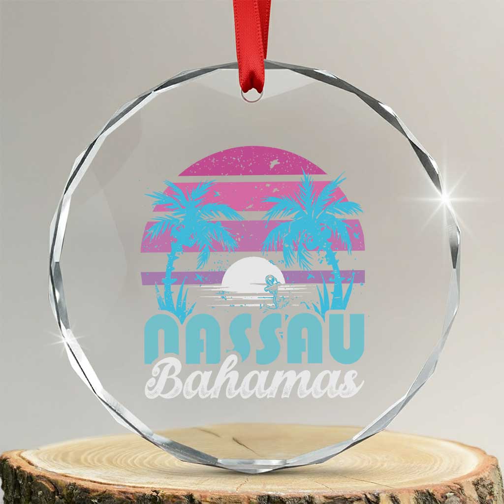 Vintage Nassau Crystal Glass Ornament Tropical Island Palm Trees Beach Bahamas Vacation TS10 Transparent Glass 3'' Circle Print Your Wear