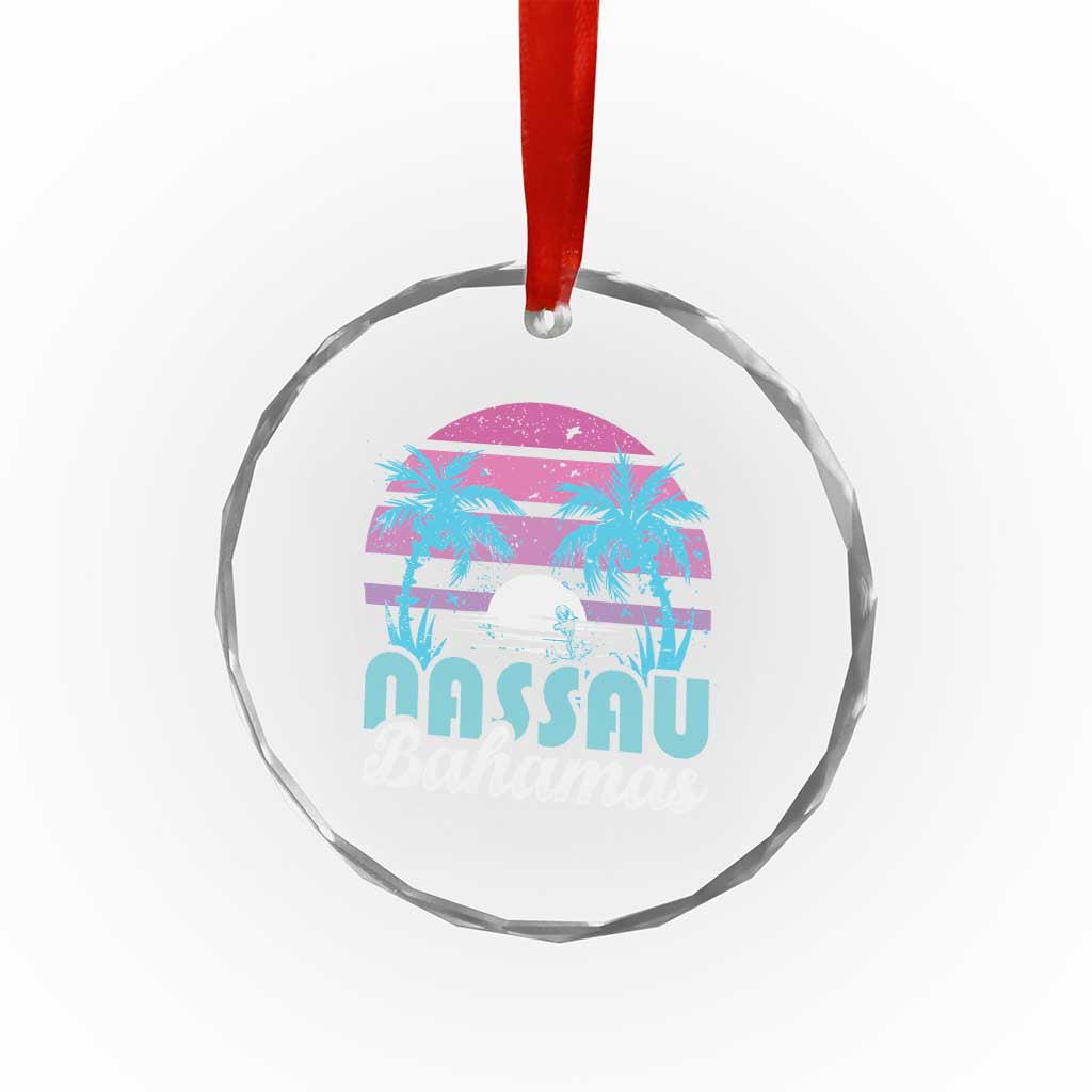 Vintage Nassau Crystal Glass Ornament Tropical Island Palm Trees Beach Bahamas Vacation TS10 Transparent Glass 3'' Circle Print Your Wear