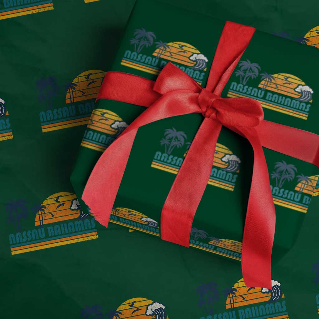 Vintage Nassau Wrapping Paper Roll Bahamas Vacation Beach Summer Retro Sunset TS10 Green Print Your Wear