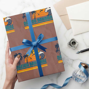 Vintage Nassau Wrapping Paper Roll Bahamas Vacation Beach Summer Retro Sunset TS10 Mocha Print Your Wear
