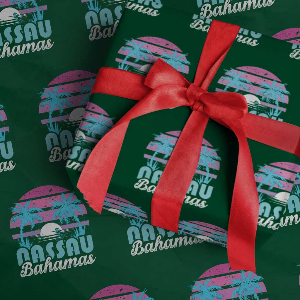 Vintage Nassau Wrapping Paper Roll Tropical Island Palm Trees Beach Bahamas Vacation TS10 Green Print Your Wear