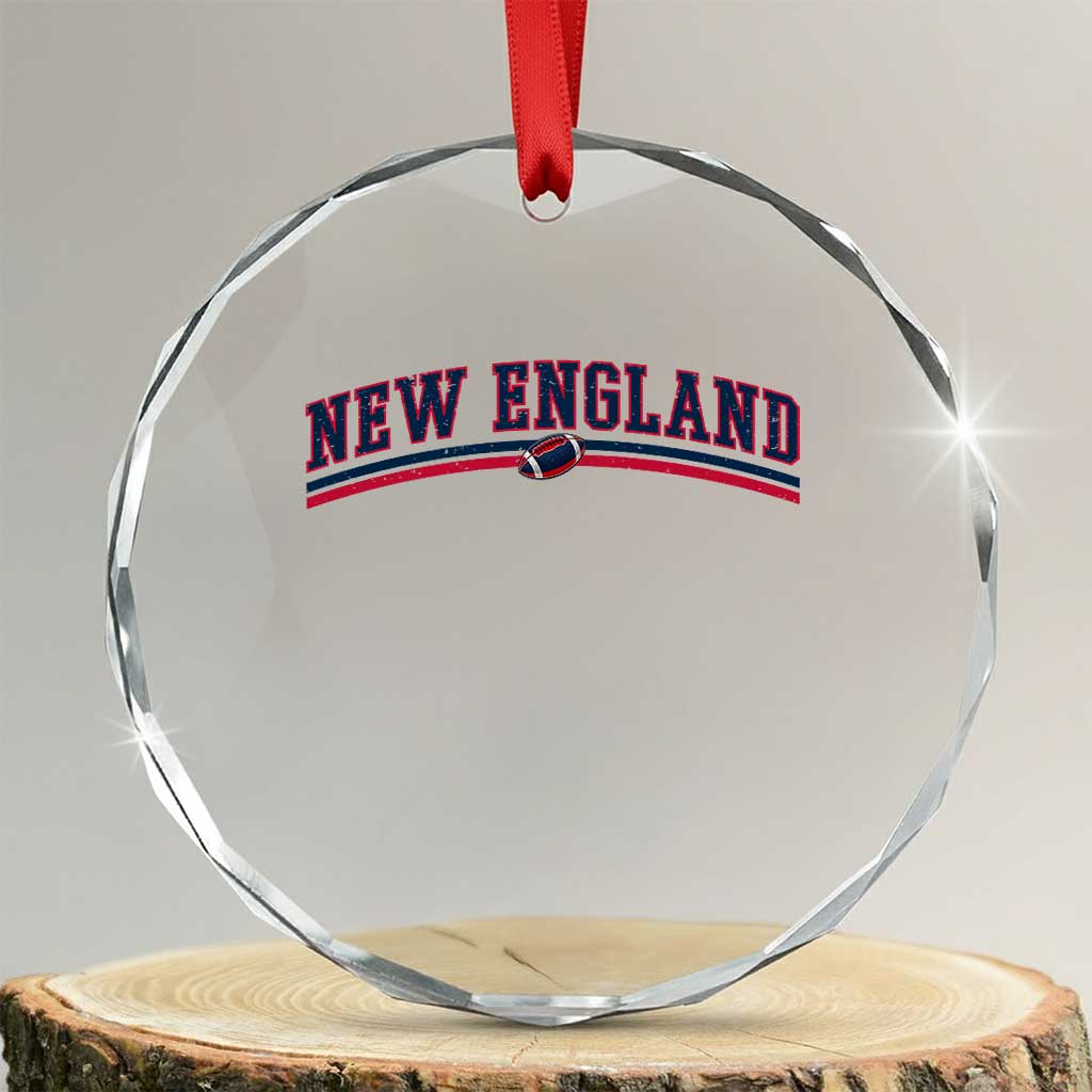 Vintage New England Pride Retro Varsity Athletic Style Graphic Crystal Glass Ornament Game Day Sports Fan TS02 Transparent Glass 3'' Circle Print Your Wear