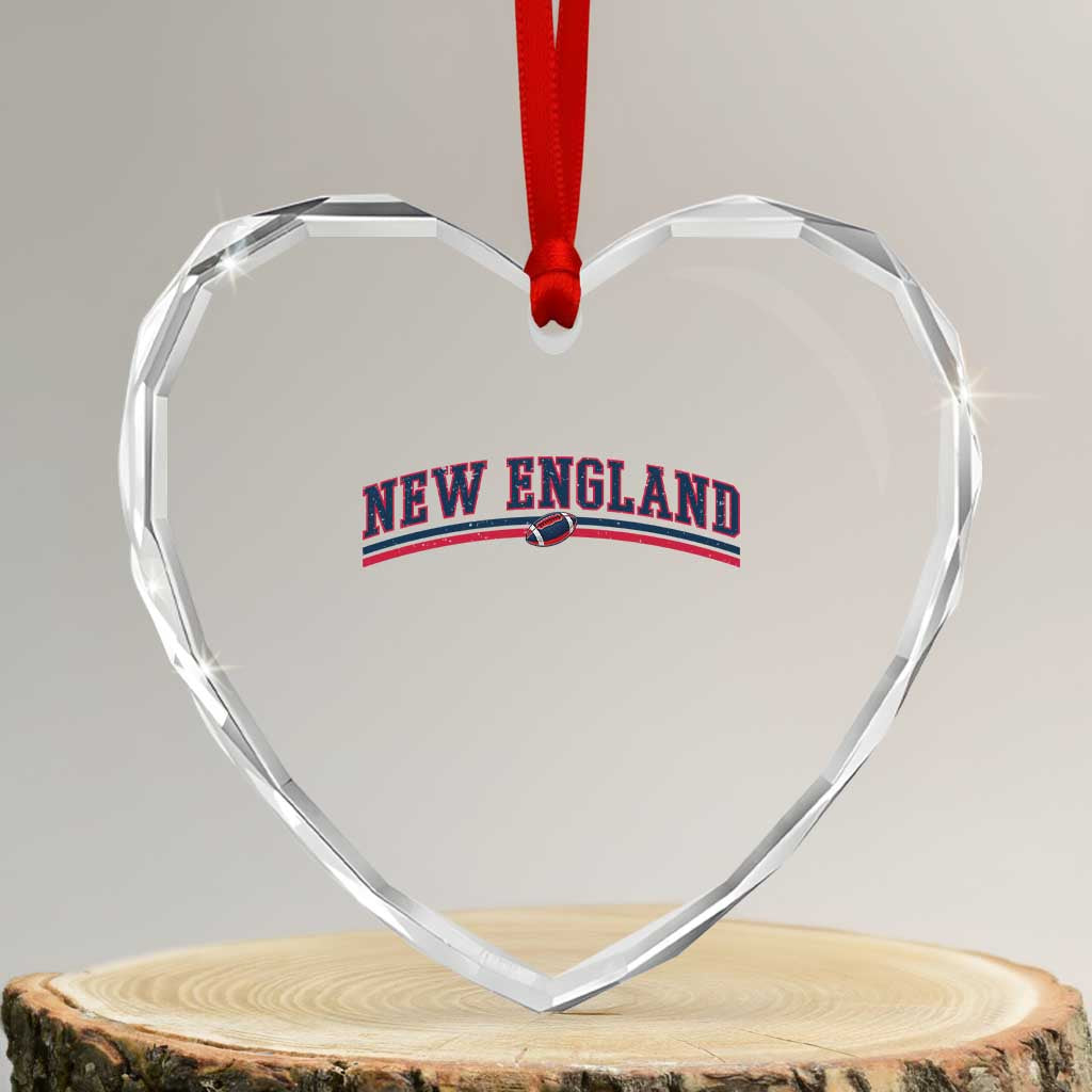 Vintage New England Pride Retro Varsity Athletic Style Graphic Heart Crystal Glass Ornament Game Day Sports Fan TS02 Transparent Glass 3'' Heart Print Your Wear