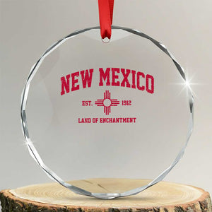 Vintage New Mexico Flag Zia Sun Souvenir Crystal Glass Ornament TS14 Transparent Glass 3'' Circle Print Your Wear