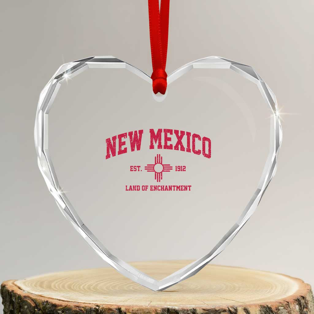 Vintage New Mexico Flag Zia Sun Souvenir Heart Crystal Glass Ornament TS14 Transparent Glass 3'' Heart Print Your Wear