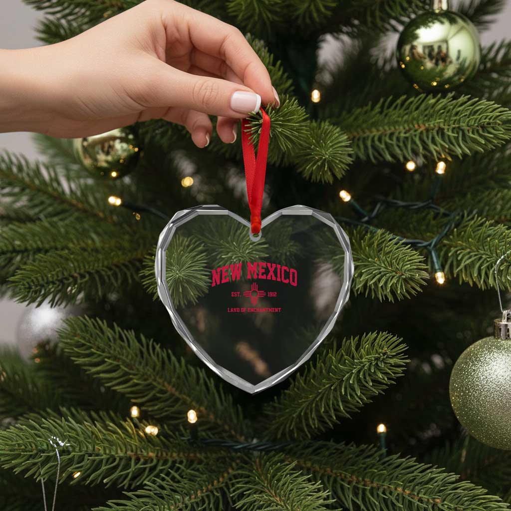 Vintage New Mexico Flag Zia Sun Souvenir Heart Crystal Glass Ornament TS14 Print Your Wear