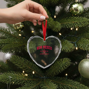 Vintage New Mexico Flag Zia Sun Souvenir Heart Crystal Glass Ornament TS14 Print Your Wear