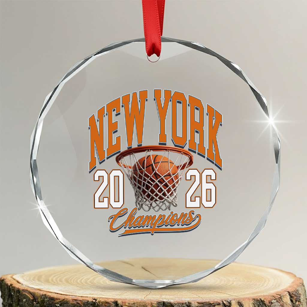 Vintage New York Champions 2026 Crystal Glass Ornament Hoops Fan Gift TS12 Transparent Glass 3'' Circle Print Your Wear