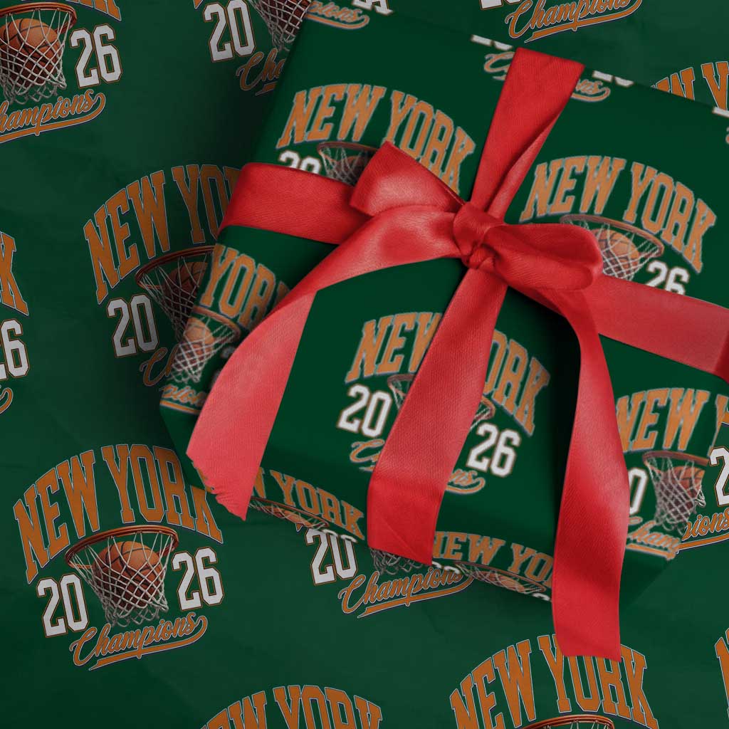 Vintage New York Champions 2026 Wrapping Paper Roll Hoops Fan Gift