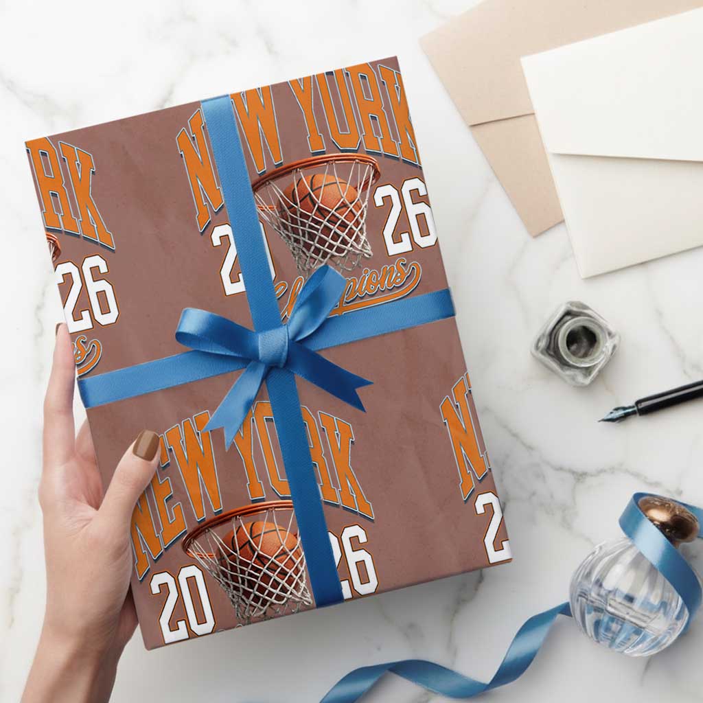 Vintage New York Champions 2026 Wrapping Paper Roll Hoops Fan Gift