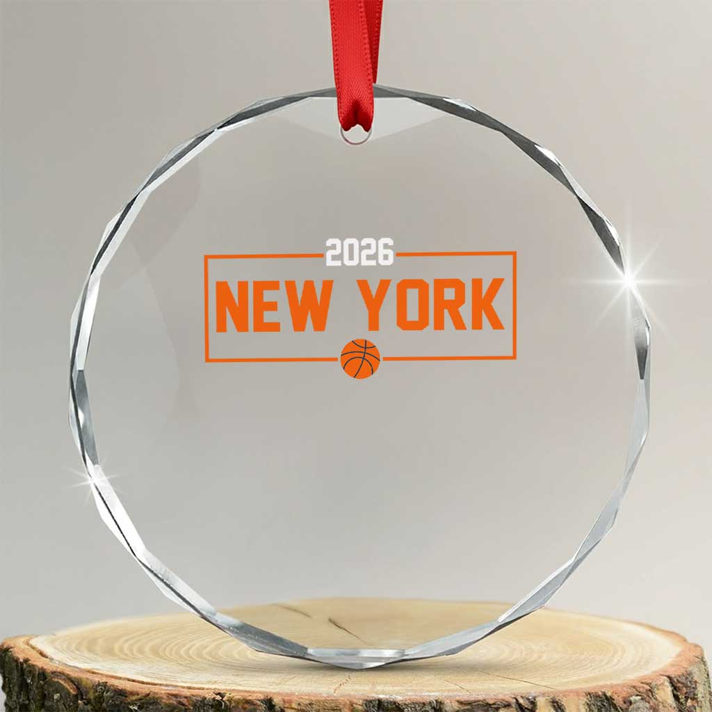 Vintage New York Hoops Pride 2026 Graphic Crystal Glass Ornament TS12 Transparent Glass 3'' Circle Print Your Wear