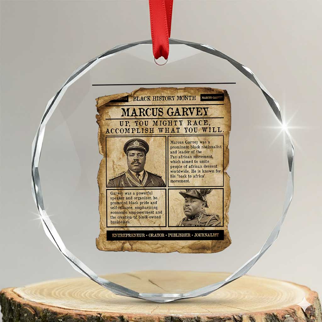 Vintage Newspaper Marcus Garvey Crystal Glass Ornament Up You Mighty Race Quote TS12 Transparent Glass 3'' Circle Print Your Wear