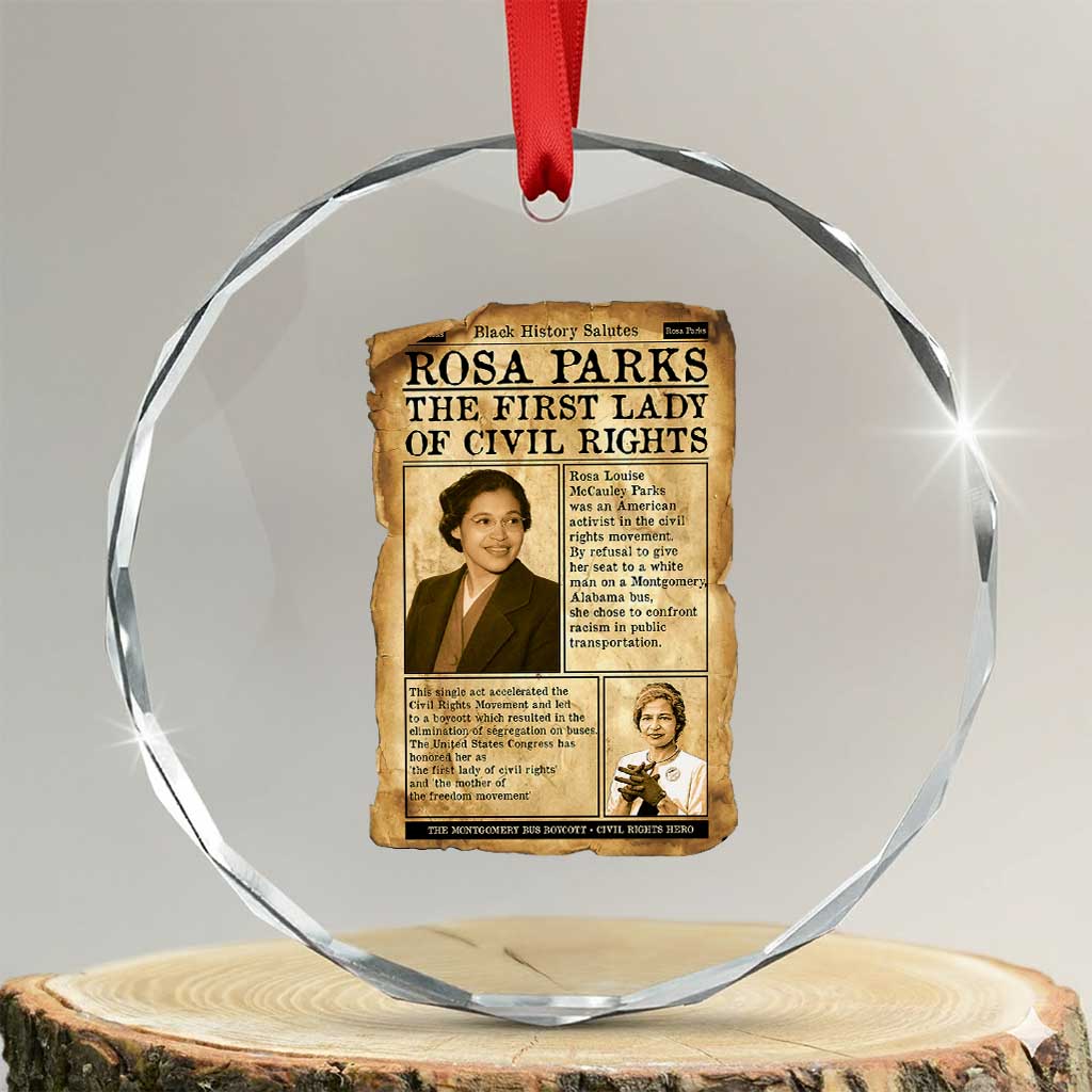 Vintage Newspaper Rosa Parks Crystal Glass Ornament Civil Rights Hero TS12 Transparent Glass 3'' Circle Print Your Wear