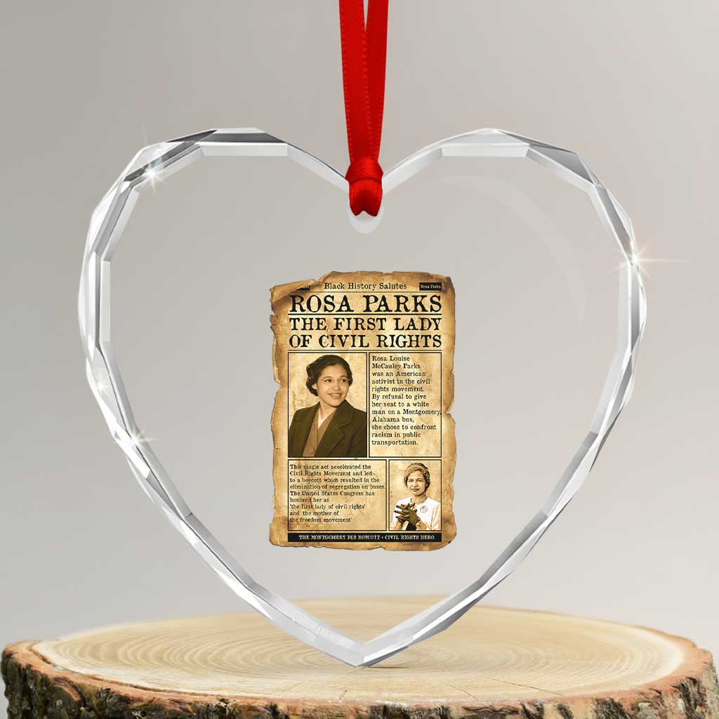 Vintage Newspaper Rosa Parks Heart Crystal Glass Ornament Civil Rights Hero TS12 Transparent Glass 3'' Heart Print Your Wear