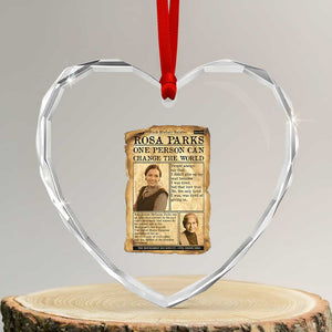 Vintage Newspaper Rosa Parks Heart Crystal Glass Ornament One Person Can Change The World Quote TS12 Transparent Glass 3'' Heart Print Your Wear