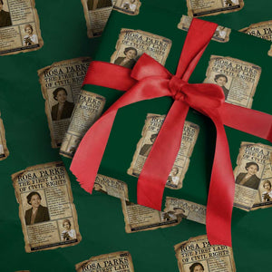 Vintage Newspaper Rosa Parks Wrapping Paper Roll Civil Rights Hero TS12 Green Print Your Wear