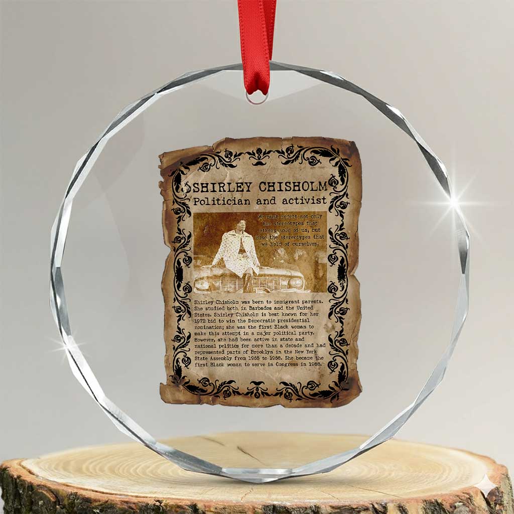 Vintage Newspaper Shirley Chisholm Crystal Glass Ornament Black History Month Gift TS12 Transparent Glass 3'' Circle Print Your Wear