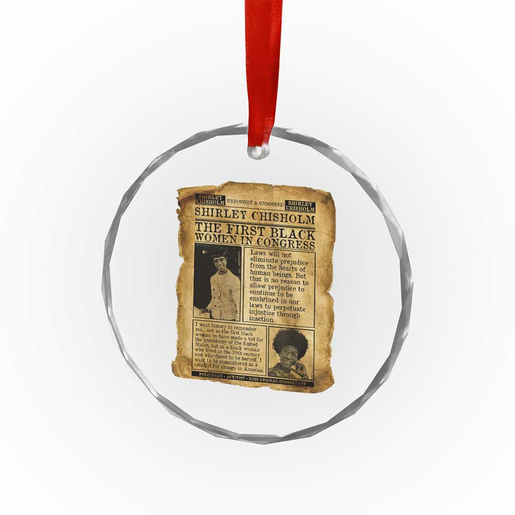 Vintage Newspaper Shirley Chisholm Crystal Glass Ornament First Black Woman In Congress TS12 Print Your Wear