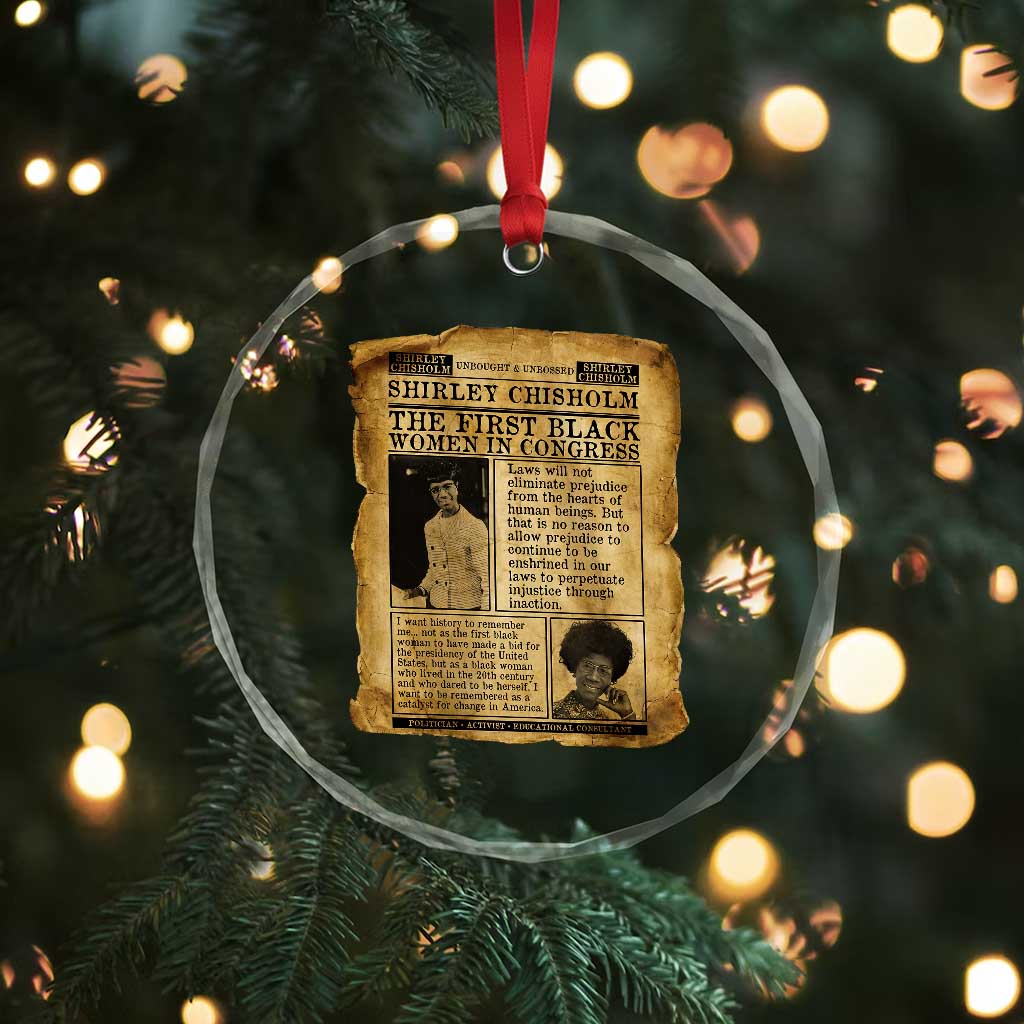 Vintage Newspaper Shirley Chisholm Crystal Glass Ornament First Black Woman In Congress TS12 Print Your Wear