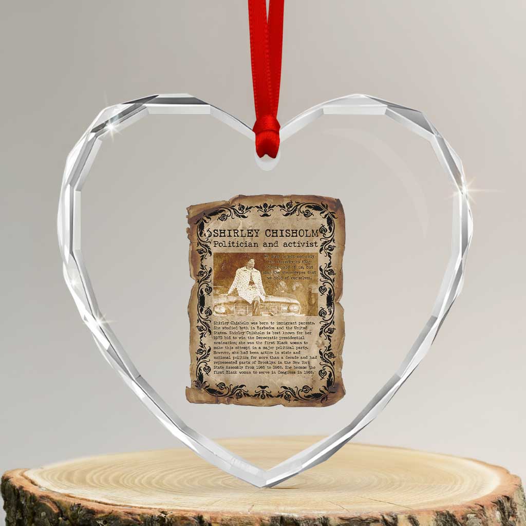 Vintage Newspaper Shirley Chisholm Heart Crystal Glass Ornament Black History Month Gift TS12 Transparent Glass 3'' Heart Print Your Wear