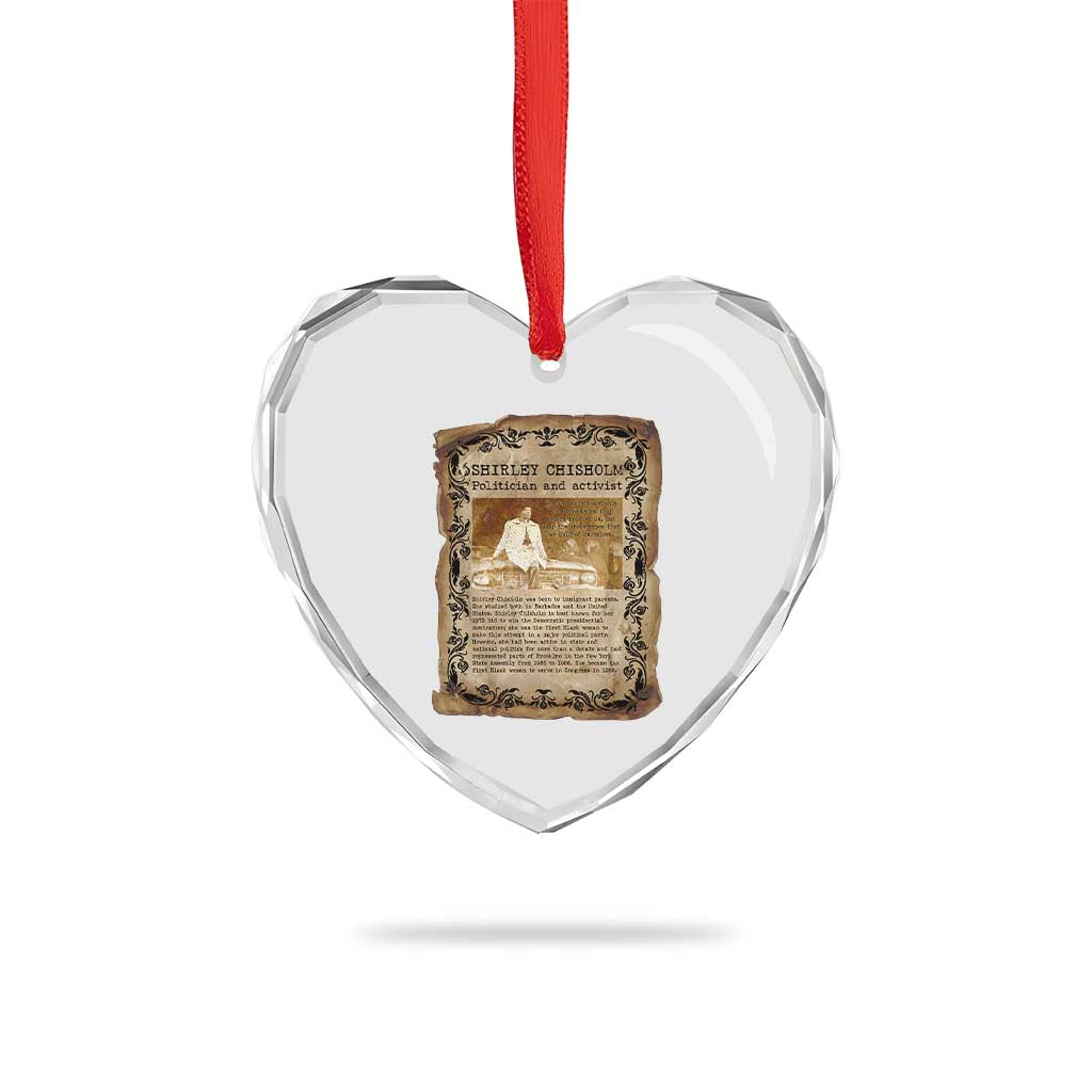 Vintage Newspaper Shirley Chisholm Heart Crystal Glass Ornament Black History Month Gift TS12 Print Your Wear