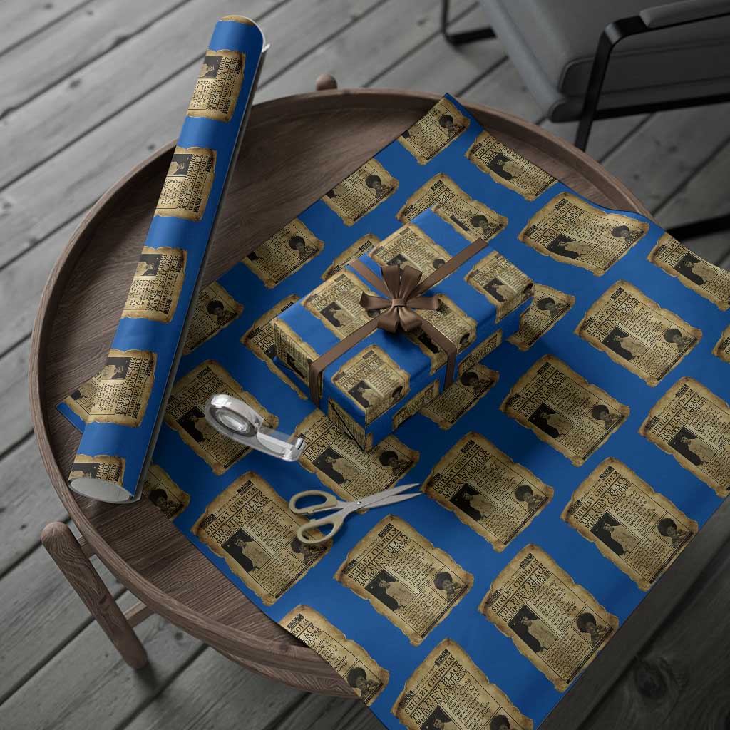 Vintage Newspaper Shirley Chisholm Wrapping Paper Roll First Black Woman In Congress TS12 Blue Print Your Wear