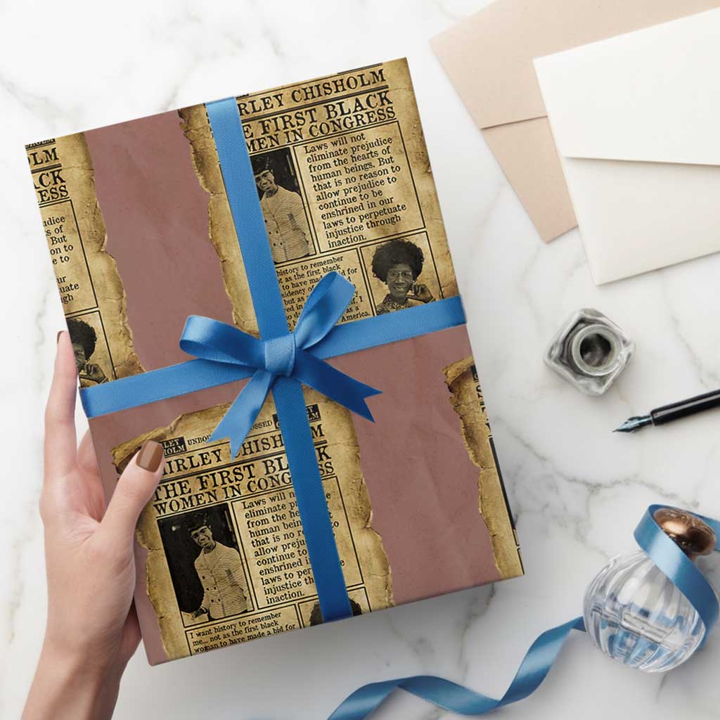 Vintage Newspaper Shirley Chisholm Wrapping Paper Roll First Black Woman In Congress TS12 Mocha Print Your Wear