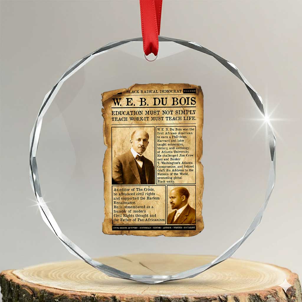 Vintage Newspaper W E B Du Bois Crystal Glass Ornament African American Scholar TS12 Transparent Glass 3'' Circle Print Your Wear