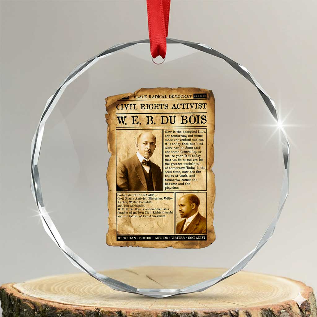 Vintage Newspaper W E B Du Bois Crystal Glass Ornament Civil Rights History TS12 Transparent Glass 3'' Circle Print Your Wear