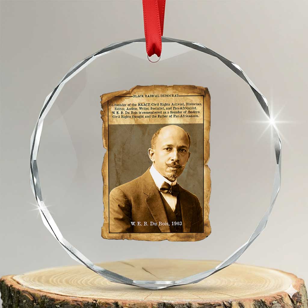 Vintage Newspaper W E B Du Bois Crystal Glass Ornament Civil Rights Pioneer TS12 Transparent Glass 3'' Circle Print Your Wear