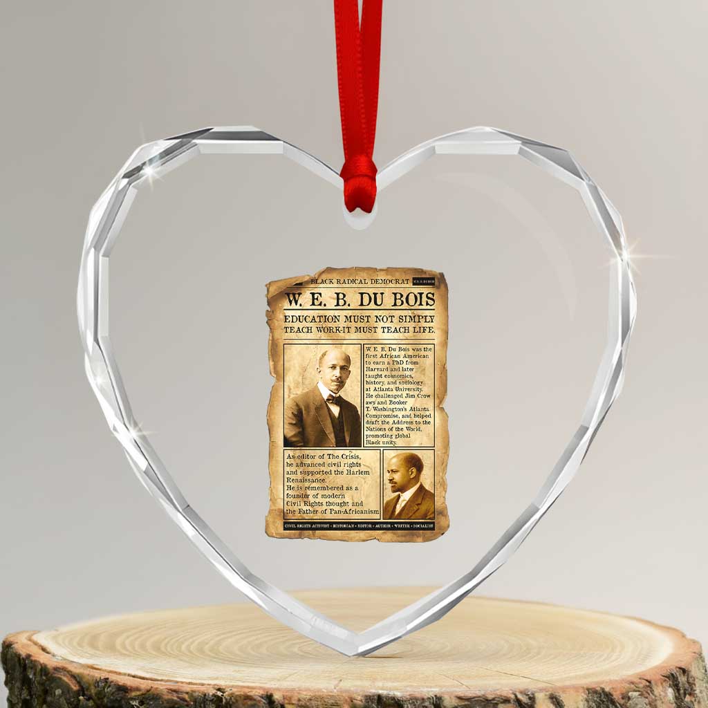 Vintage Newspaper W E B Du Bois Heart Crystal Glass Ornament African American Scholar TS12 Transparent Glass 3'' Heart Print Your Wear