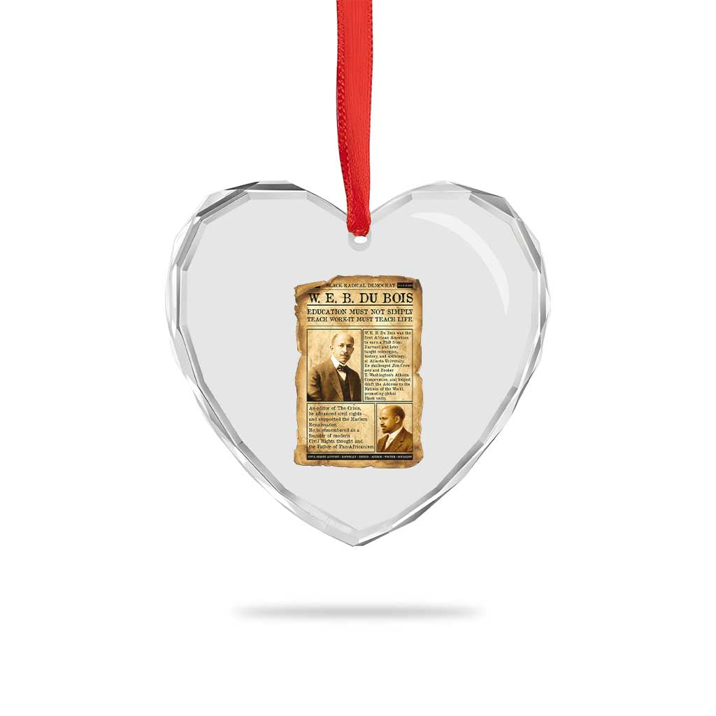 Vintage Newspaper W E B Du Bois Heart Crystal Glass Ornament African American Scholar TS12 Print Your Wear