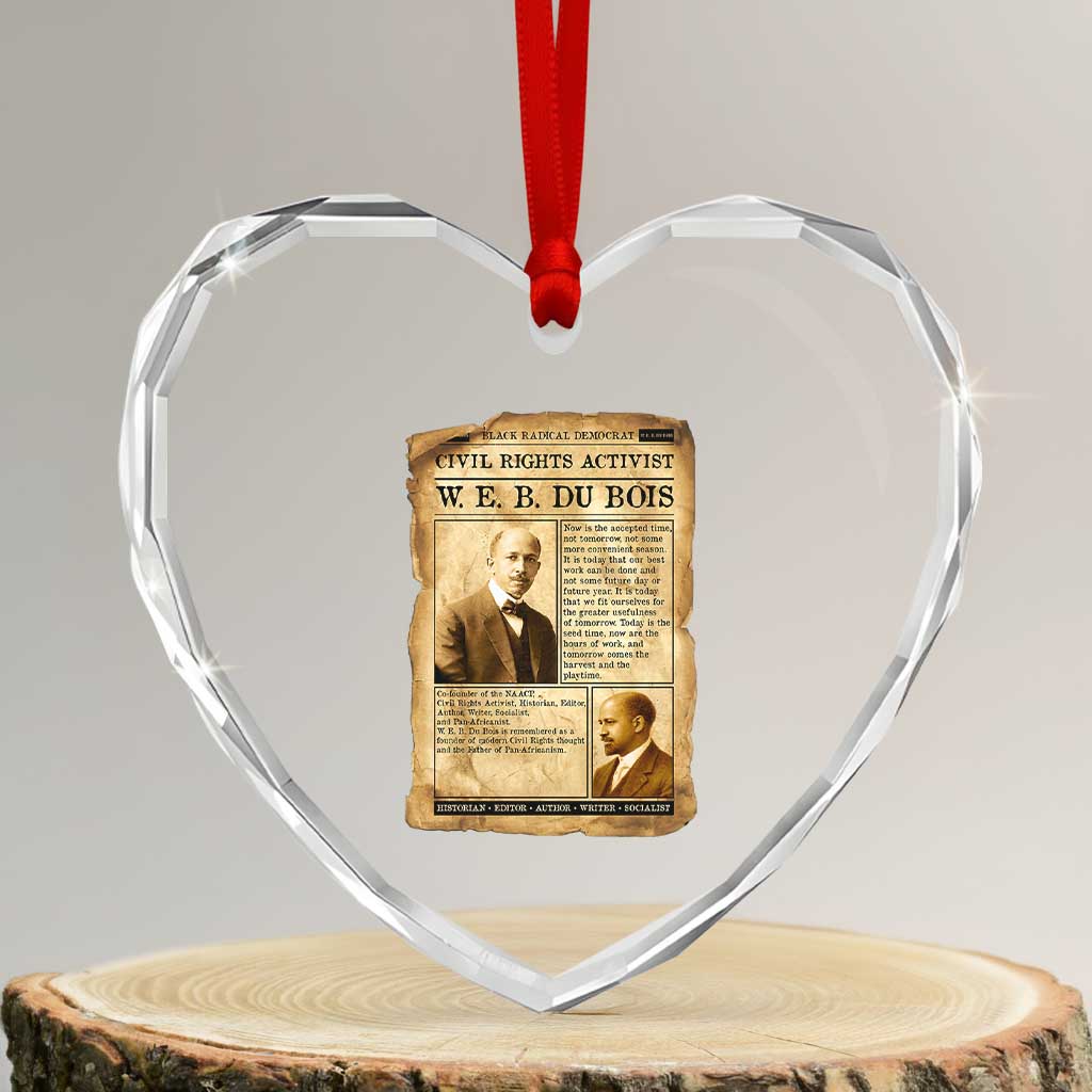 Vintage Newspaper W E B Du Bois Heart Crystal Glass Ornament Civil Rights History TS12 Transparent Glass 3'' Heart Print Your Wear