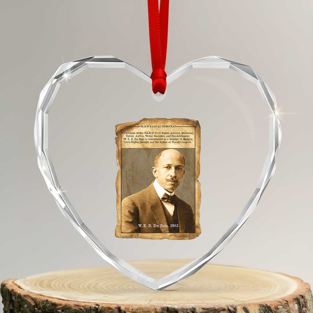 Vintage Newspaper W E B Du Bois Heart Crystal Glass Ornament Civil Rights Pioneer TS12 Transparent Glass 3'' Heart Print Your Wear