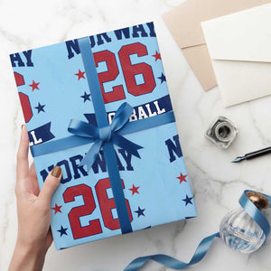 Vintage Norway Fotball Wrapping Paper Roll Norwegian Flag Game Day Fan Gift TS12 Light Blue Print Your Wear