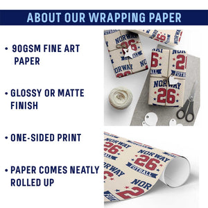 Vintage Norway Fotball Wrapping Paper Roll Norwegian Flag Game Day Fan Gift TS12 Print Your Wear