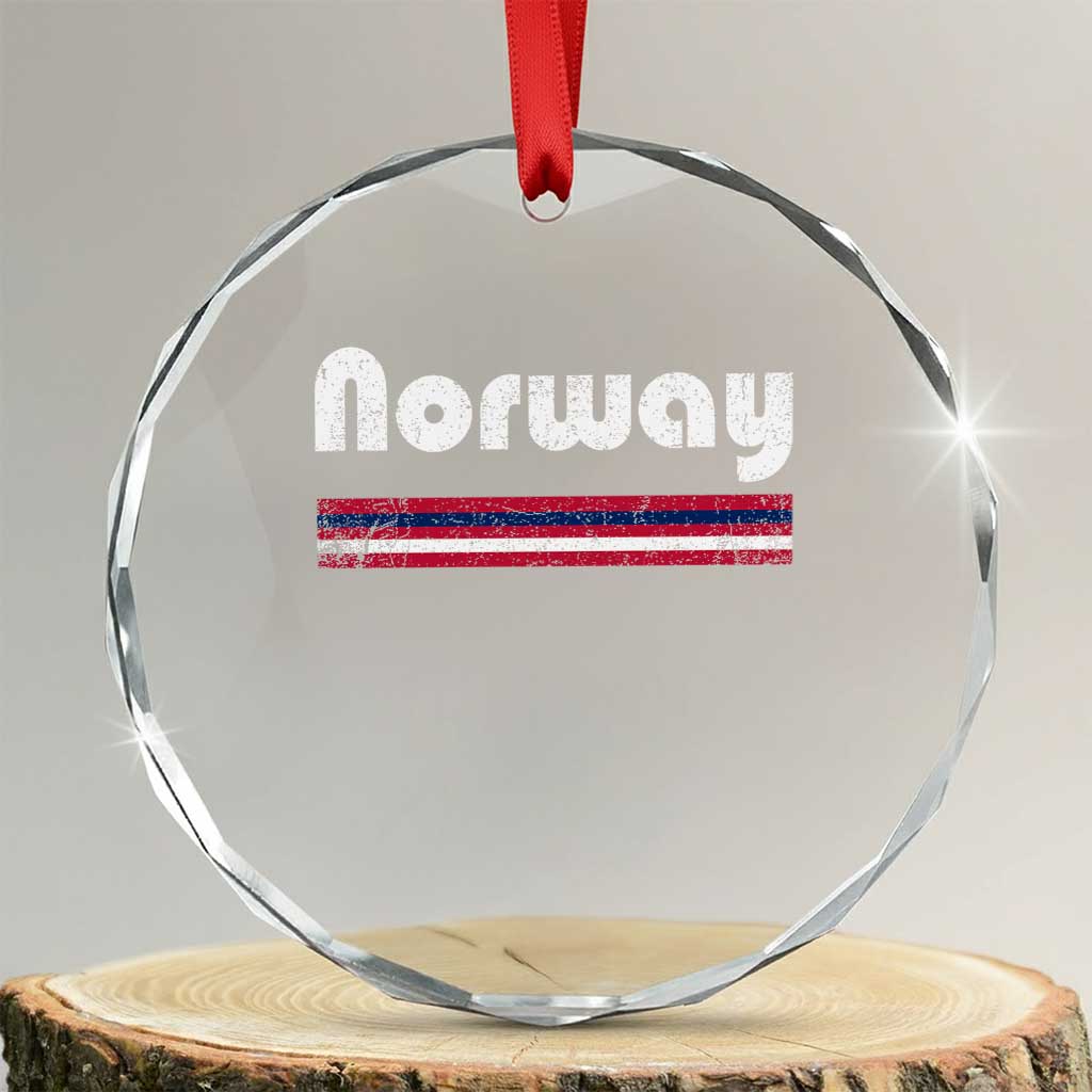 Vintage Norway Pride Distressed Norwegian Flag Typography Graphic Crystal Glass Ornament TS02 Transparent Glass 3'' Circle Print Your Wear