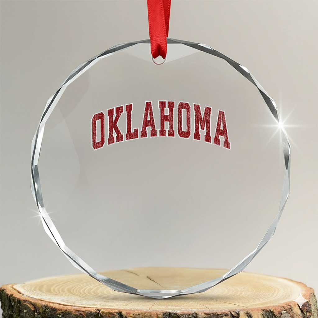 Vintage OKLAHOMA OK Crystal Glass Ornament Retro Throwback Design Classic Athletic Sports TS02 Transparent Glass 3'' Circle Print Your Wear
