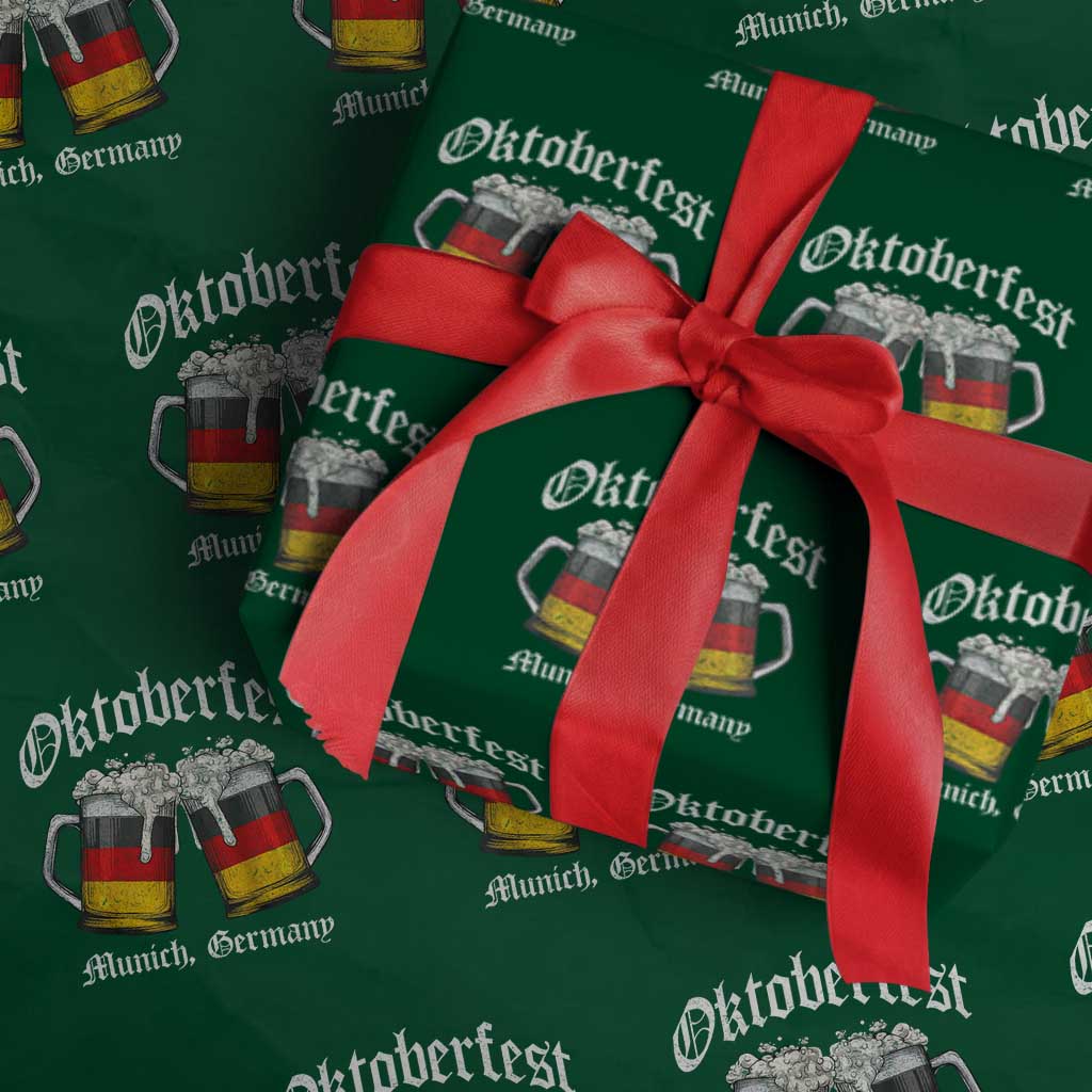 Vintage Oktoberfest Munich Wrapping Paper Roll Prost Beer Germany Flag Drinking TS10 Green Print Your Wear
