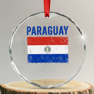 Vintage Paraguay Flag Distressed Paraguayan Pride Patriotic Soccer Fan Graphic Crystal Glass Ornament