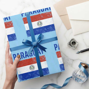 Vintage Paraguay Flag Distressed Paraguayan Pride Patriotic Soccer Fan Graphic Wrapping Paper Roll TS10 Light Blue Print Your Wear
