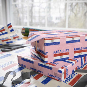 Vintage Paraguay Flag Distressed Paraguayan Pride Patriotic Soccer Fan Graphic Wrapping Paper Roll TS10 Light Pink Print Your Wear