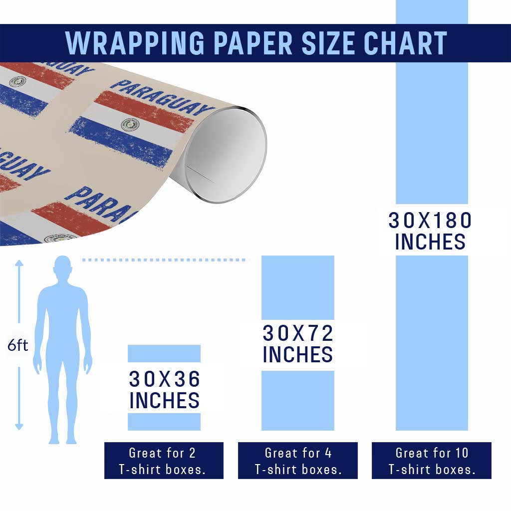 Vintage Paraguay Flag Distressed Paraguayan Pride Patriotic Soccer Fan Graphic Wrapping Paper Roll TS10 Print Your Wear
