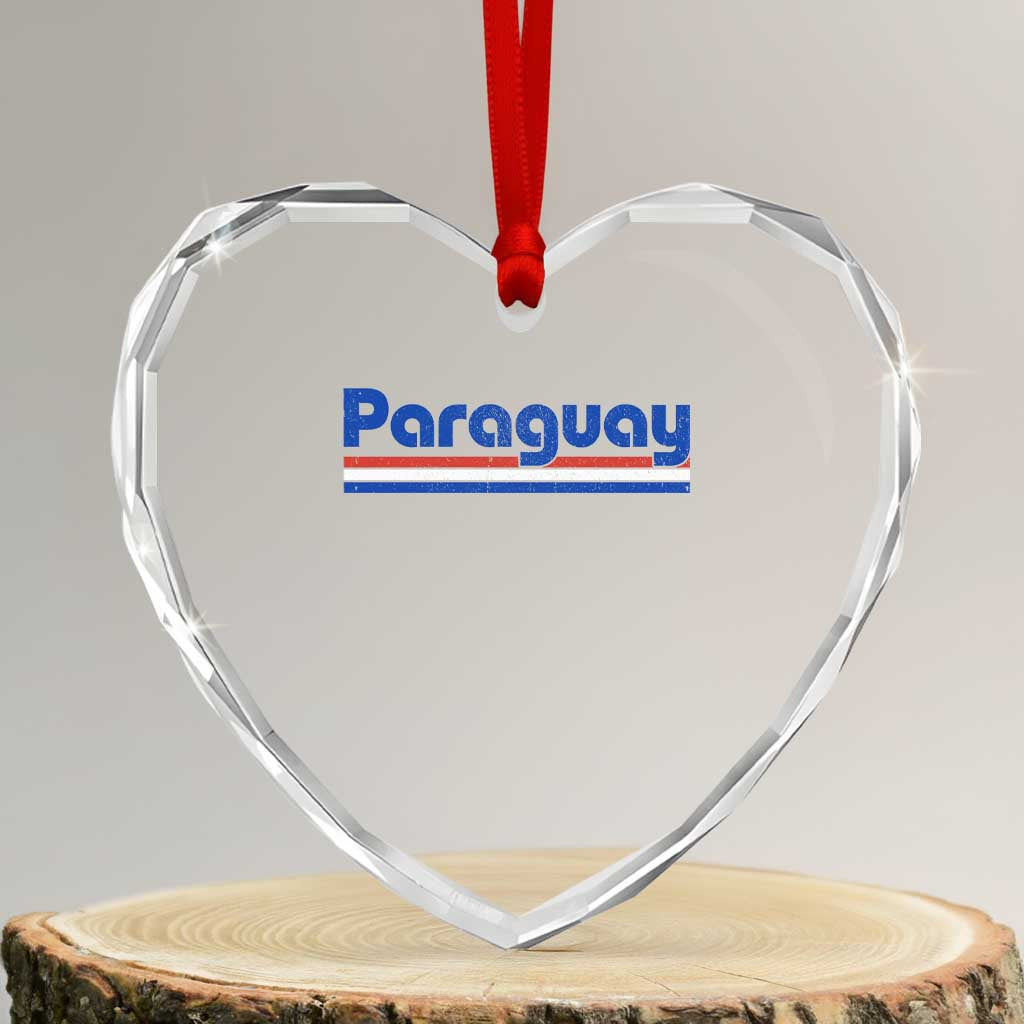 Vintage Paraguay Flag Heart Crystal Glass Ornament Retro Stripe Patriotic Paraguayan Pride Graphic TS10 Transparent Glass 3'' Heart Print Your Wear